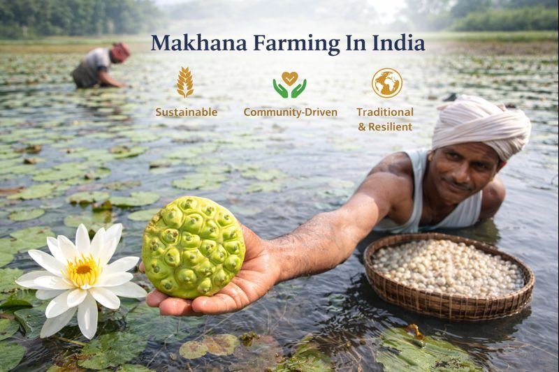 Harvesting Makhana